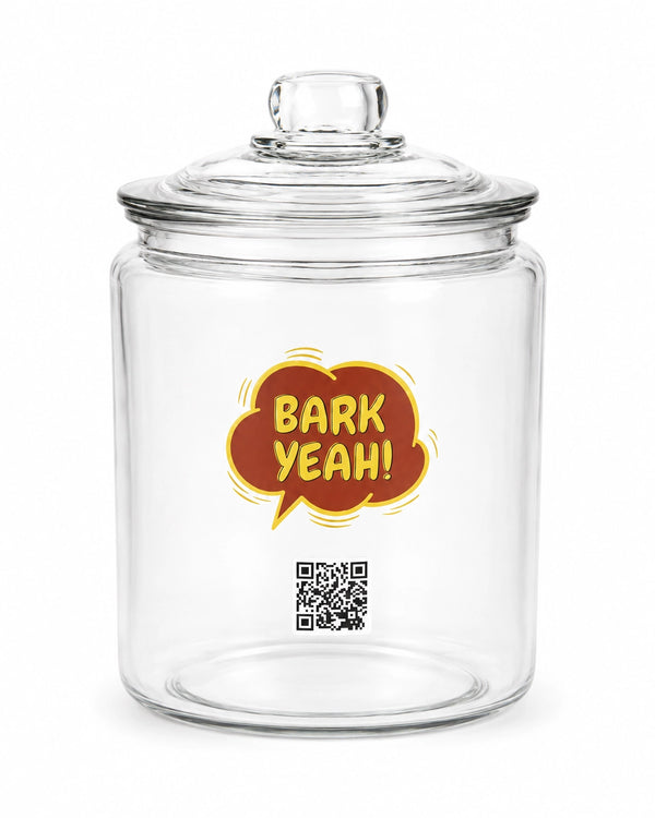 Bark Yeah premium glass dog treat jar